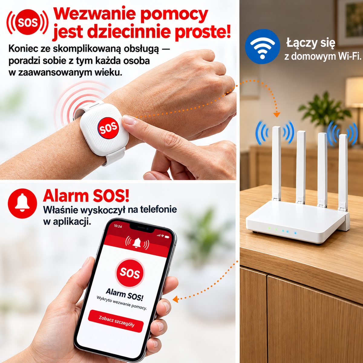 Alertia™ - Bezprzewodowa opaska bezpieczeństwa SOS